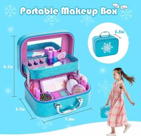 img 2 attached to Детский нетоксичный набор для макияжа WETONG с косметическим футляром - игрушки для макияжа принцессы для девочек, моющиеся и идеальный подарок на Рождество / день рождения для детей от 3 до 12 лет