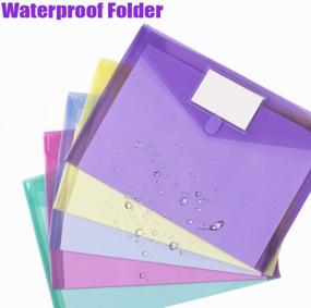 img 2 attached to Sooez 10 Pack Plastic Envelopes Poly Envelopes, Clear Document Folders Plastic File Folders US Letter A4 Size File Envelopes With Label Pocket, Assorted Color