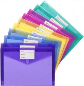 img 3 attached to Sooez 10 Pack Plastic Envelopes Poly Envelopes, Clear Document Folders Plastic File Folders US Letter A4 Size File Envelopes With Label Pocket, Assorted Color