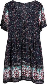 img 1 attached to TEMOFON Bohemian Printed Dresses Pockets Women's Clothing : Dresses