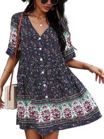 img 4 attached to TEMOFON Bohemian Printed Dresses Pockets Women's Clothing : Dresses