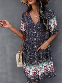 img 3 attached to TEMOFON Bohemian Printed Dresses Pockets Women's Clothing : Dresses