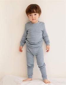 img 2 attached to VAENAIT BABY 12M-12Years Unisex Kids Long Soft Rib Knit Shirring Ribbing Tencel Fabric Sleepwear Pajamas 2pcs Set