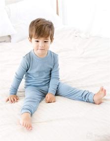 img 1 attached to VAENAIT BABY 12M-12Years Unisex Kids Long Soft Rib Knit Shirring Ribbing Tencel Fabric Sleepwear Pajamas 2pcs Set