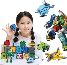 img 4 attached to Toylefun Number Robots Transforming Blocks Toys for Kids Ages 3-8 – STEM Figure Toy for Montessori Teaching, Preschool Learning & Education (15 Pieces)