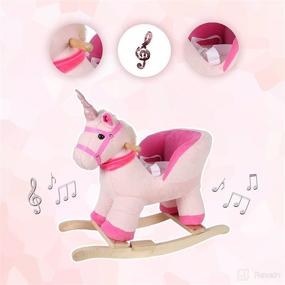 img 1 attached to Linzy Toys Fancy Unicorn Baby Rocker - Safety Belt, Sound, 🦄 Ride-On Toy for Kids - Plush Infant (Boy/Girl) Animal Rocker - Pink (36063)