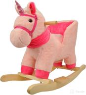 linzy toys fancy unicorn baby rocker - safety belt, sound, 🦄 ride-on toy for kids - plush infant (boy/girl) animal rocker - pink (36063) logo