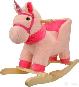 img 4 attached to Linzy Toys Fancy Unicorn Baby Rocker - Safety Belt, Sound, 🦄 Ride-On Toy for Kids - Plush Infant (Boy/Girl) Animal Rocker - Pink (36063)