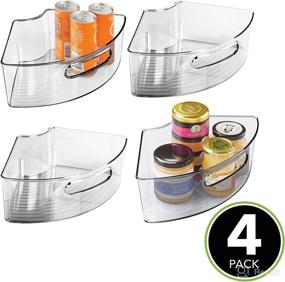 img 3 attached to 🔄 mDesign Smoke Gray Plastic Lazy Susan Cabinet Storage Bin with Front Handle for Improved Kitchen Organization - Ideal for Countertop, Pantry, Shelf, Fridge - Holds Food, Drinks, Snacks, Fruit, Vegetables - 4 Pack