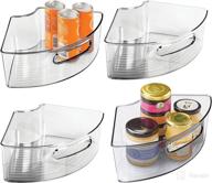 🔄 mdesign smoke gray plastic lazy susan cabinet storage bin with front handle for improved kitchen organization - ideal for countertop, pantry, shelf, fridge - holds food, drinks, snacks, fruit, vegetables - 4 pack logo