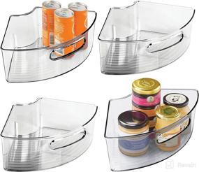 img 4 attached to 🔄 mDesign Smoke Gray Plastic Lazy Susan Cabinet Storage Bin with Front Handle for Improved Kitchen Organization - Ideal for Countertop, Pantry, Shelf, Fridge - Holds Food, Drinks, Snacks, Fruit, Vegetables - 4 Pack