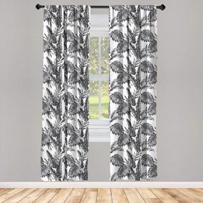 img 1 attached to Transform Your Home With Ambesonne Jungle Monochrome Window Curtains - 2 Panel Set Of Palm Monstera Banana Leaves Island Nature Theme For Living Room Bedroom - 28" X 95