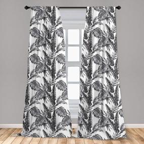img 2 attached to Transform Your Home With Ambesonne Jungle Monochrome Window Curtains - 2 Panel Set Of Palm Monstera Banana Leaves Island Nature Theme For Living Room Bedroom - 28" X 95