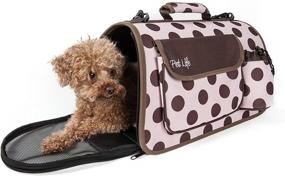 img 4 attached to 👜 Travel in Style with PET LIFE Folding Zippered Fashion Pet Dog Carrier - Airline Approved with Bottle Holder