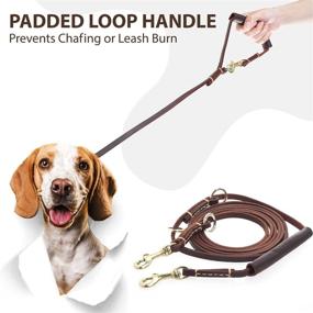 img 1 attached to 🐶 GATMAHE Multi-Functional Leather Dog Lead for Large Dog, 4-Way Adjustable, Hands-Free, Comfort-Grip Handle, Shock-Absorbing, Strong Braided Dog Training Leash (9.2ft x 1/3", Brown)