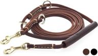 🐶 gatmahe multi-functional leather dog lead for large dog, 4-way adjustable, hands-free, comfort-grip handle, shock-absorbing, strong braided dog training leash (9.2ft x 1/3", brown) logo