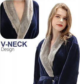 img 2 attached to Women'S Luxurious Fleece Bath Robe - Plush Soft Warm Navy XL Terry Full Length Sleepwear