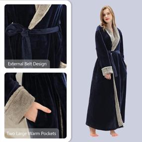 img 3 attached to Women'S Luxurious Fleece Bath Robe - Plush Soft Warm Navy XL Terry Full Length Sleepwear