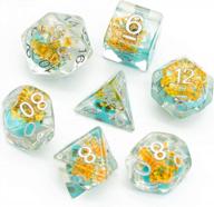 udixi 7 die dnd dice set: polyhedral dnd dice for role playing games, skull dice set for dungeons and dragons mtg pathfinder (blue skull-yellow flower) logo