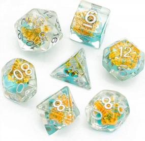 img 4 attached to UDIXI 7 Die DND Dice Set: Polyhedral DND Dice For Role Playing Games, Skull Dice Set For Dungeons And Dragons MTG Pathfinder (Blue Skull-Yellow Flower)