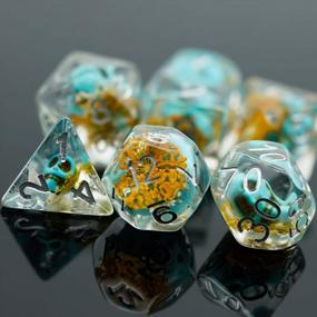 img 1 attached to UDIXI 7 Die DND Dice Set: Polyhedral DND Dice For Role Playing Games, Skull Dice Set For Dungeons And Dragons MTG Pathfinder (Blue Skull-Yellow Flower)