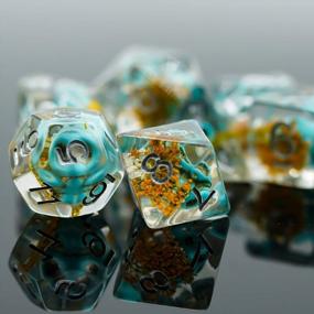 img 2 attached to UDIXI 7 Die DND Dice Set: Polyhedral DND Dice For Role Playing Games, Skull Dice Set For Dungeons And Dragons MTG Pathfinder (Blue Skull-Yellow Flower)
