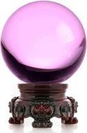 amlong crystal 3 inch (80mm) pink crystal ball with redwood lion resin stand and gift box for decorative ball, lensball photography, gazing divination or feng shui, and fortune telling ball logo