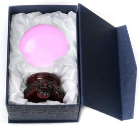 img 2 attached to Amlong Crystal 3 Inch (80Mm) Pink Crystal Ball With Redwood Lion Resin Stand And Gift Box For Decorative Ball, Lensball Photography, Gazing Divination Or Feng Shui, And Fortune Telling Ball