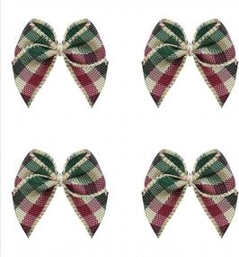 img 4 attached to 50Pcs Mini Gingham Ribbon Bows Checkered Plaid Bow Appliques DIY Craft Sewing Scrapbook Wedding Gift VIVIQUEN Special Green