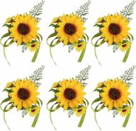 bring the sunshine indoors: u'artlines handmade artificial sunflower bouquets for weddings and home decor (6-piece corsage) логотип