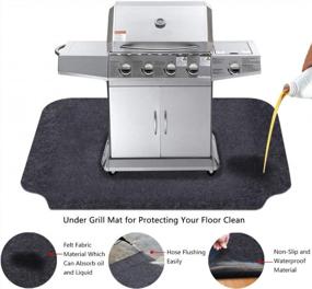 img 1 attached to Grill Mat- 48" X 36" Absorbent Fabric With Waterproof And Anti-Slip Backing, Reusable And Washable, Protects Decks And Patios From Grease Splatter And Messes - KALASONEER