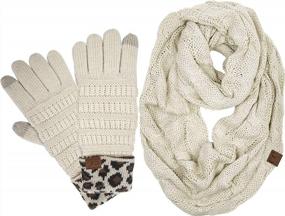 img 4 attached to Funky Junque Infinity Scarf And Touchscreen Glove Bundle With Matching Lining - Stay Warm And Stylish!