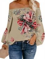 valphsio women's off shoulder floral chiffon blouse with flowy lantern sleeves - oversized top for fashionable casual wear логотип