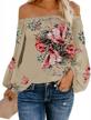 valphsio women's off shoulder floral chiffon blouse with flowy lantern sleeves - oversized top for fashionable casual wear logo