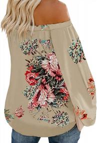 img 2 attached to Valphsio Women'S Off Shoulder Floral Chiffon Blouse With Flowy Lantern Sleeves - Oversized Top For Fashionable Casual Wear