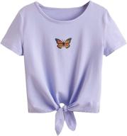 romwe casual butterfly sleeve 11 12y girls' clothing ~ tops, tees & blouses logo