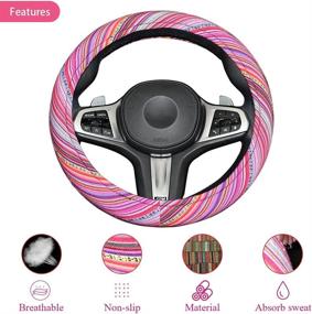 img 1 attached to Pink Boho Steering Wheel Cover For Women