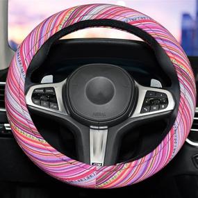 img 4 attached to Pink Boho Steering Wheel Cover For Women