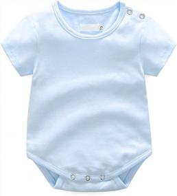 img 1 attached to Очаровательный комбинезон с джинсами для малышей с синей футболкой с коротким рукавом для мальчиков