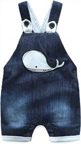 img 3 attached to Adorable Toddler Whale Jeans Romper Set With Blue Short Sleeve T-Shirt For Baby Boys