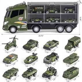 img 3 attached to 18 армейских мужских игрушек для мальчиков, литой военный грузовик, игровой набор с боевыми машинами, автомобильные игрушки для детей 8-12 лет, подарок на день рождения, подарок на вечеринку