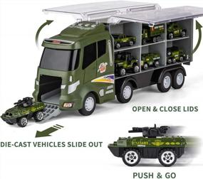 img 1 attached to 18 Pcs Army Men Toy Set For Boys, Die-Cast Military Truck Transport Carrier Playset With Battle Cars, Vehicle Toys For Kids 8-12 Year Old Birthday Gift Party Favor