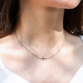 img 3 attached to 18K Gold Cross Necklace For Women - HAWSON Imitation Pearls Pendant, Layered Choker & Delicate Charm Gifts
