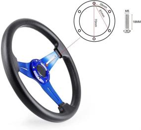 img 1 attached to YEHICY 13.8-Inch Racing Steering Wheel Quick Release - Car Sport Drifting Steering Wheel in Blue, with PU Leather, Aluminum Spokes, and Horn Button