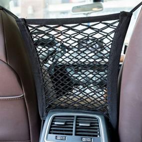 img 4 attached to 🚗 2-Layer Car Mesh Organizer: Elastic Seat Back Net Bag for Daily Storage, Backseat Pet & Kids Barrier