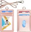 premium leather teskyer id badge holder with 4 card slots, comfortable neck lanyard and humanized finger groove design logo