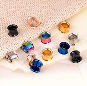 img 2 attached to 12Pcs Set Of Colorful Stainless Steel Ear Tunnels With Double Flared Screwed Design - Gauges 3Mm-25Mm
