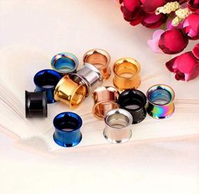 img 1 attached to 12Pcs Set Of Colorful Stainless Steel Ear Tunnels With Double Flared Screwed Design - Gauges 3Mm-25Mm