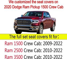 img 1 attached to 🚗 YIERTAI Rear Car Seat Covers Dodge Ram Custom Fit 2009-2022 1500 2010-2022 2500 3500 Pickup Truck Crew Double Quad Cab Waterproof Leather Split Bench 40/60 - Black-Blue