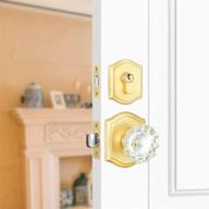 satin brass finish crystal glass door knob and deadbolt combo set for passage doors by clctk logo